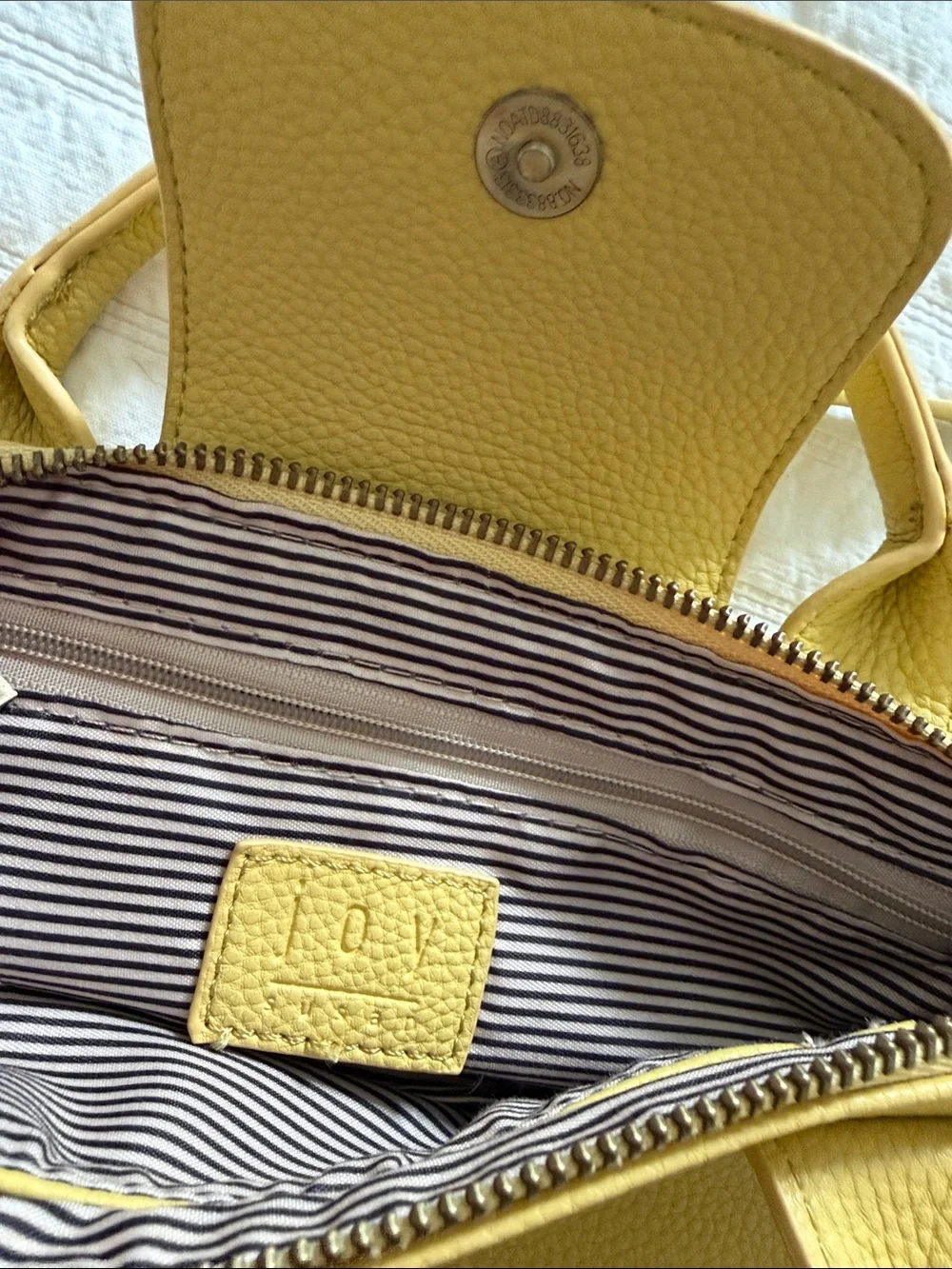 Yellow faux Leather Top-Handle Crossbody Bag